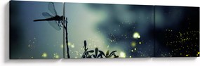 Obraz - Ważka w błyszczącej nocy (170x50 cm)