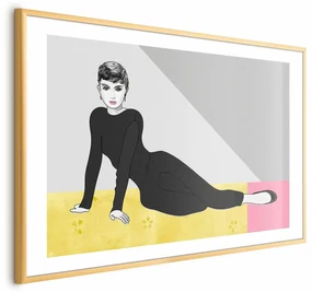 Plakat Piękna Audrey 30x21 cm z ramą złotą z marginesem ARTGEIST B