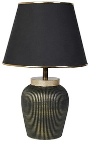 Lampa stołowa w czarno-złotym kolorze z tekstylnym kloszem (wysokość 50 cm) Oxa – Opviq lights