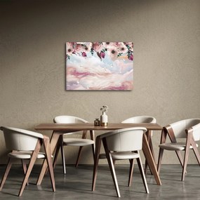 Obraz różowych kwiatów z różowym marmurem (70x50 cm)