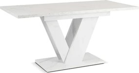 Stół Prostokątny Rozkładany CLARK 120-160 cm Biały Marmur Glamour