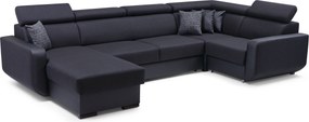 Masseno Narożnik PALAZZO z funkcją spania i pojemnikiem na pościel Narozniki U, Rozkładana sofa - Czarny, INARI 100+MADRYT 910