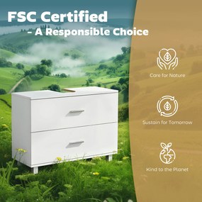 HOMCOM Nowoczesna szafka pod umywalkę z 2 szufladami, stojąca szafka bez podstawy, biały | Aosom PL