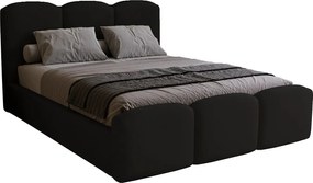 Łóżko dwuosobowe 200x200 cm Capri - pojemnik, stelaż metalowy - welur, czarny (Magic Velvet 2219)