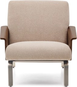 Jasnobrązowy fotel z tkaniny szenilowej Amsen – Kave Home