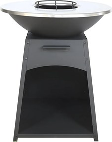 Grill z płytą i paleniskiem ze stali - szer. 81 x dł. 81 x wys. 96 cm - Czarny - CORVERA