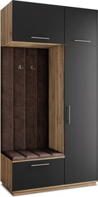Masseno Garderoba REMA 120/240/60 cm Nowoczesna Szafa do Przedpokoju Dąb wotan, MONOLITH 29 (Brązowy)