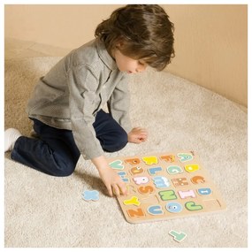 Classic world drewniane puzzle montessori układanka nauka alfabetu liter słów 27 el.