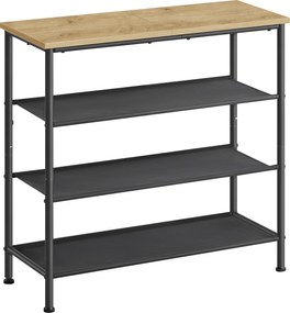 Szafka na buty TAYLOR ARTISAN z czarną konstrukcją 75x71 cm, 3 półki