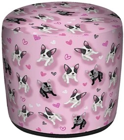 Różowa okrągła pufa dziecięca w pieski M8-P25
