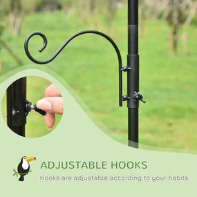 Stacja karmienia ptaków PawHut, zewnętrzny rozdzielacz pokarmu, 4 haczyki, Stal, Czarny