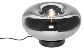 Lampa stołowa art deco czarna z przydymionym szkłem - Ayesha