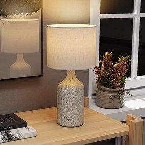 HOMCOM Lampa stołowa, lampka nocna z ceramiczną podstawą, lnianym abażurem, 22x22x45 cm piaskowy+beżowy | Aosom PL