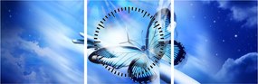 Obraz - Motyl, symbol nadziei (z zegarem) (90x30 cm)