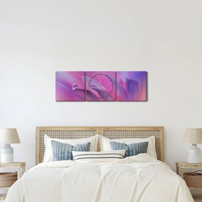Obraz - Kropla na kwiecie (z zegarem) (90x30 cm)