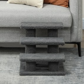 PawHut Schodki dla kota 3 stopnie Schodki dla zwierząt Schodek dla kota 45 x 35 x 34 cm Ciemnoszary | Aosom PL