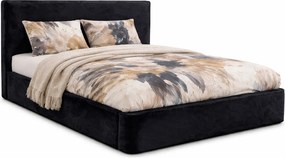 Czarne pluszowe niskie łóżko nowoczesne L5-D96