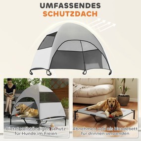 PawHut Zewnętrzne Legowisko dla Psa z Daszkiem, Podwyższone dla Dużych Psów, 91 x 76 x 90 cm, Jasnoszary