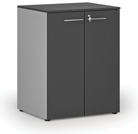 Szafa biurowa z drzwiami PRIMO GRAY, 2 półki, 800 x 640 x 1027 mm, szary/grafit