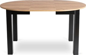 Zestaw Stół Okrągły Rozkładany HARRY 102-142 cm Dąb Craft/Czarny i 4 Krzesła Tapicerowane RICK Turkusowe Nowoczesne