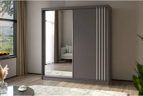 Szafa biała z lustrem przesuwna na ubrania NELI 200 cm szuflady