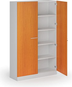 Metalowa szafa z drewnianymi drzwiami, demontowana, 1950 x 1200 x 400 mm, czereśnia