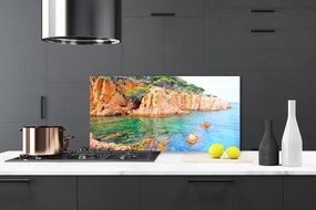 Szkło nad Blatem Fale Rozbijające się o Skały