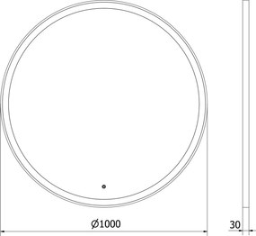 Mexen Esso lustro łazienkowe podświetlane, okragłe 100 cm, LED 6000K, antypara, rama czarna - 9825-100-100-611-70
