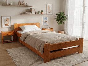 Łóżko Laura 90 x 200 cm, olcha Stelaż: Ze stelażem listwowym rolowanym elastycznym, Materac: Materac Deluxe 10 cm