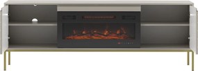 Szafka RTV z kominkiem Aspen 02 cashmere/złoty 180 cm