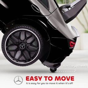 AIYAPLAY Dziecięcy pojazd elektryczny, zdalnie sterowany, z kółkami treningowymi, LED, klaksonem, dla dzieci 3-6 lat, Czarny