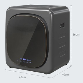 HOMCOM Suszarka do Ubrań z Dezynfekcją UV, Kompaktowa Budowa, 4 kg Pojemności, Stal Nierdzewna, Szary