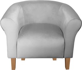 Fotel Milo tkanina Welur wygodny fotel tapicerowany do salonu i sypialni : Kolor nogi - Drewno, Kolor tkaniny - VELVET - MG17, Wysokość nogi - 15 cm