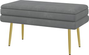 HOMCOM Ławka Tapicerowana z Przestrzenią do Przechowywania, Drewno Lite, 79,5 cm x 37,5 cm x 43 cm, Ciemnoszary