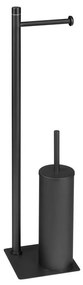 Gedy - Stojąca szczotka do WC z uchwytem na papier toaletowy TRILLY matowa czarna