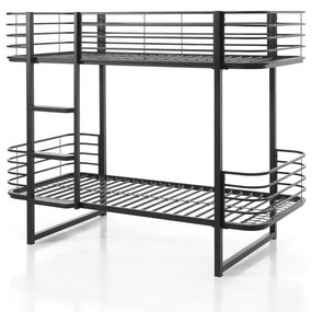 Czarne metalowe piętrowe łóżko dziecięce ze stelażem 90x200 cm Oscar – Vipack