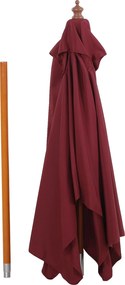 Outsunny Parasol Ogrodowy Zginany Czerwone Wino Drewno Poliester 3Stopniowa Regulacja 200x150x230cm | Aosom PL