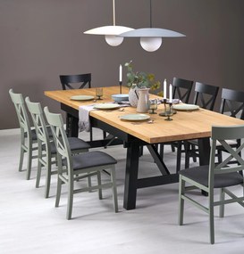 FIESTA stół rozkładany 200-280x100x77 cm dąb naturalny/czarny mieści 8-12 osób