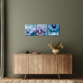 Obraz - Fiołki w wodzie (z zegarem) (90x30 cm)