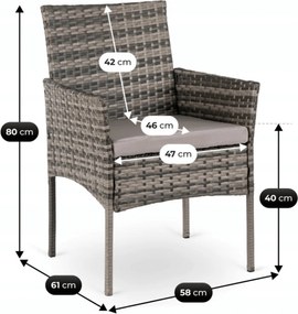 Krzesła ogrodowe Selto zestaw 2 szt. technorattan, szare, z poduszkami