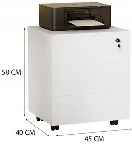 Kontenerek biurowy na kółkach z szufladami na kluczyk mobilna szafka 58 cm