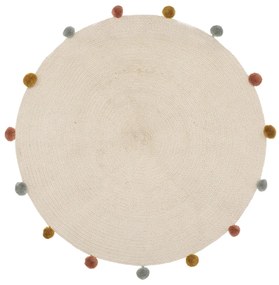 Dywan okrągły beżowy POMPONY 90 cm