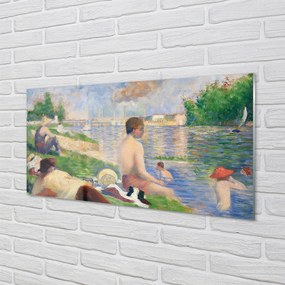 Szklany Panel Kąpiący się w Asnieres - Seurat