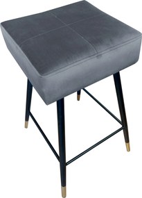 Hoker MAX krzesło barowe tkanina Welur podstawa metalowa : Kolor nogi - Czarno-złota stożek, Kolor tkaniny - VELVET - BL14, Typ siedziska - Siedzisko stałe