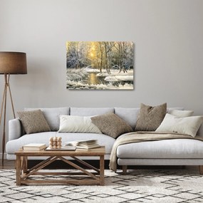Obraz na szkle - Domek w lesie, obraz olejny (70x50 cm)