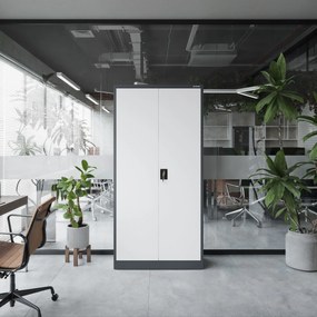 Biurowa szafa metalowa na akta JAN, 900 x 1850 x 400 mm, antracytowo-biała