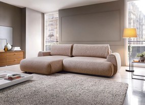 Masseno Narożnik ZEST z funkcją spania i pojemnikiem na pościel Narozniki L, Rozkładana sofa - Różowy, PUENTE 68