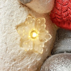 HOMCOM Elf z bałwanem, ogrodowa figurka, 4 diody LED, na baterie, 25 x 18 x 45,5 cm