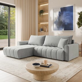 Masseno Narożnik FRIGA z funkcją spania i pojemnikiem na pościel Narozniki L, Rozkładana sofa - Jasnoszary, ARAGON 83