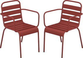 Zestaw 2 metalowych, składanych foteli ogrodowych - Czerwony - MIRMANDE marki MYLIA